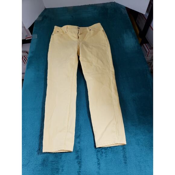 Talbots Jeans Size 2 Petite Womens Yellow Stretch Pants Mid Rise Slim Ankle - Picture 1 of 12